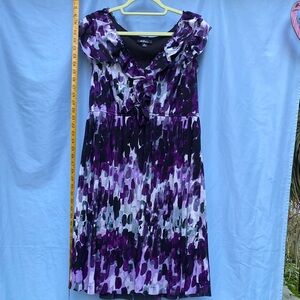 Elegant Purple and Black Midi Dress